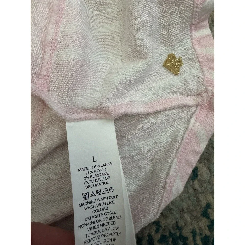 Kate Spade New York Women's Pink‎ Striped Pajama Set Ruffle Size L/XL
